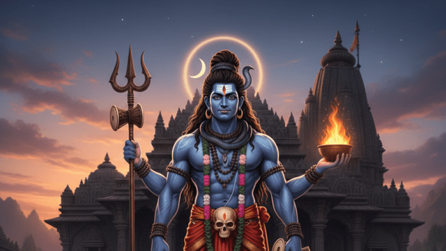 Hindu deity in traditional attire.